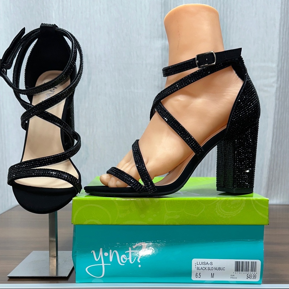 Black Strappy Block Heel Sandals
